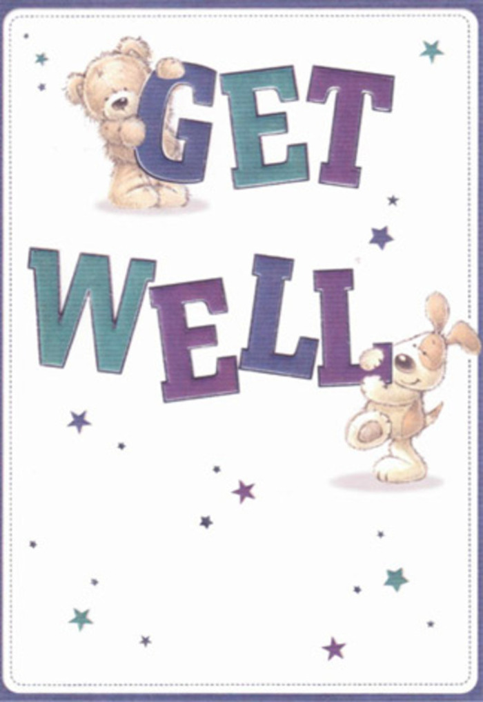 This get well card tells a story of gentle encouragement and playful hope, brought to life by the whimsical illustrations of a bear and a puppy. Their joyful camaraderie is obvious as they interact amidst a swirling constellation of stars, which seem to scatter heartfelt wishes through the air much like petals caught on a gentle Biggin Hill breeze. Rendered in inviting textures, the bear's plush softness and the puppy's velvety ears are almost tangible, inviting thoughts of comfort akin to holding a warm mug at Wilberforce Hall. The typography stands out in shades of plum and teal-invigorating colours that bring a sense of cheerful reassurance, much like the blossoms found in the town's weekly markets. Each visual detail, from the dynamic shadows to the crisp white background, creates an overall light and airy mood, perfect for elevating a loved one's spirits. Imagine sending this card alongside a thoughtfully arranged bouquet from Biggin Hill Flowers; together, they form a radiant gesture of positivity and care, ideal for lifting hearts across every corner of our close-knit neighbourhood. 