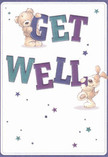 Radiant with optimism and warmth, this get well card springs to life with two endearing characters: a cuddly bear and a joyful, floppy-eared puppy, each engaging with the large, colourful 'Get Well' message. The rich indigo and teal hues of the hand-lettered text pop against a soft, creamy background, echoing the gentle vibrancy often seen in Biggin Hill's springtime gardens. Sparkling stars in a palette of violets, blues, and aquas dot the scene, infusing it with a touch of whimsy and hope, just like the fresh bouquets curated for swift, same-day delivery across the community. The illustrated fur of the bear and puppy appears irresistibly soft, inviting a sense of tactile comfort and emotional reassurance. This card is more than a simple message; it embodies the heartfelt compassion and genuine kindness at the heart of Biggin Hill, making it an ideal companion for a bouquet intended to bring cheer and encouragement to anyone on the path to recovery.